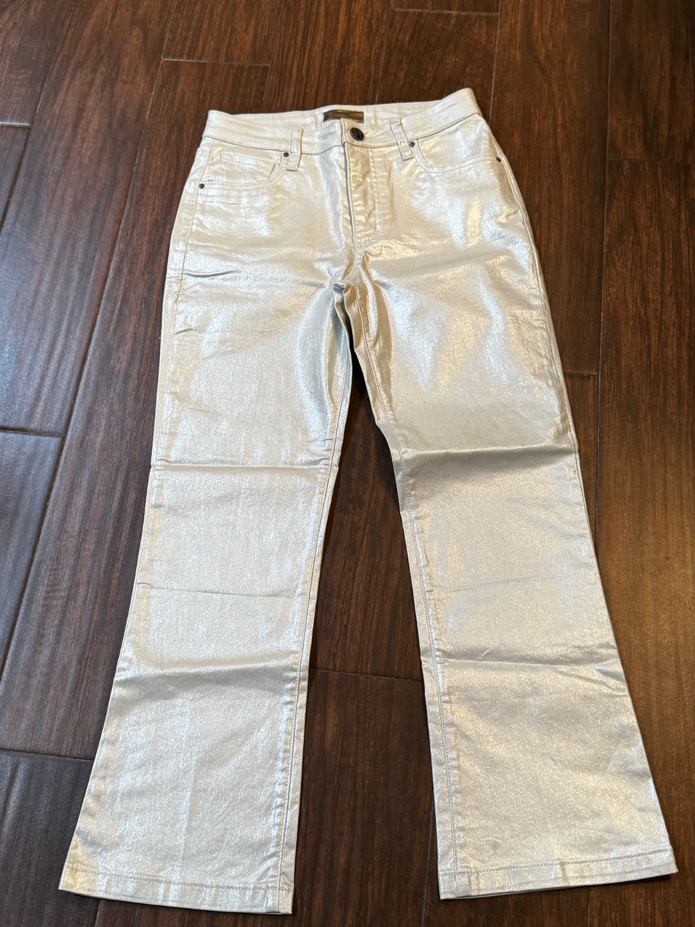 Metallic Silver Women’s Jeans - Slim Fit